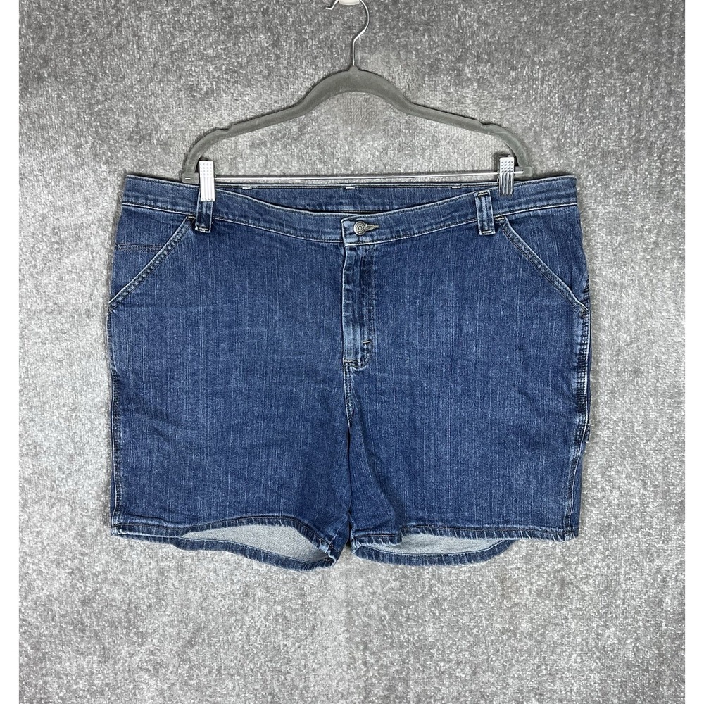 Lee Carpenter Jean Shorts Womens Size 24W Blue Distressed Denim Pockets